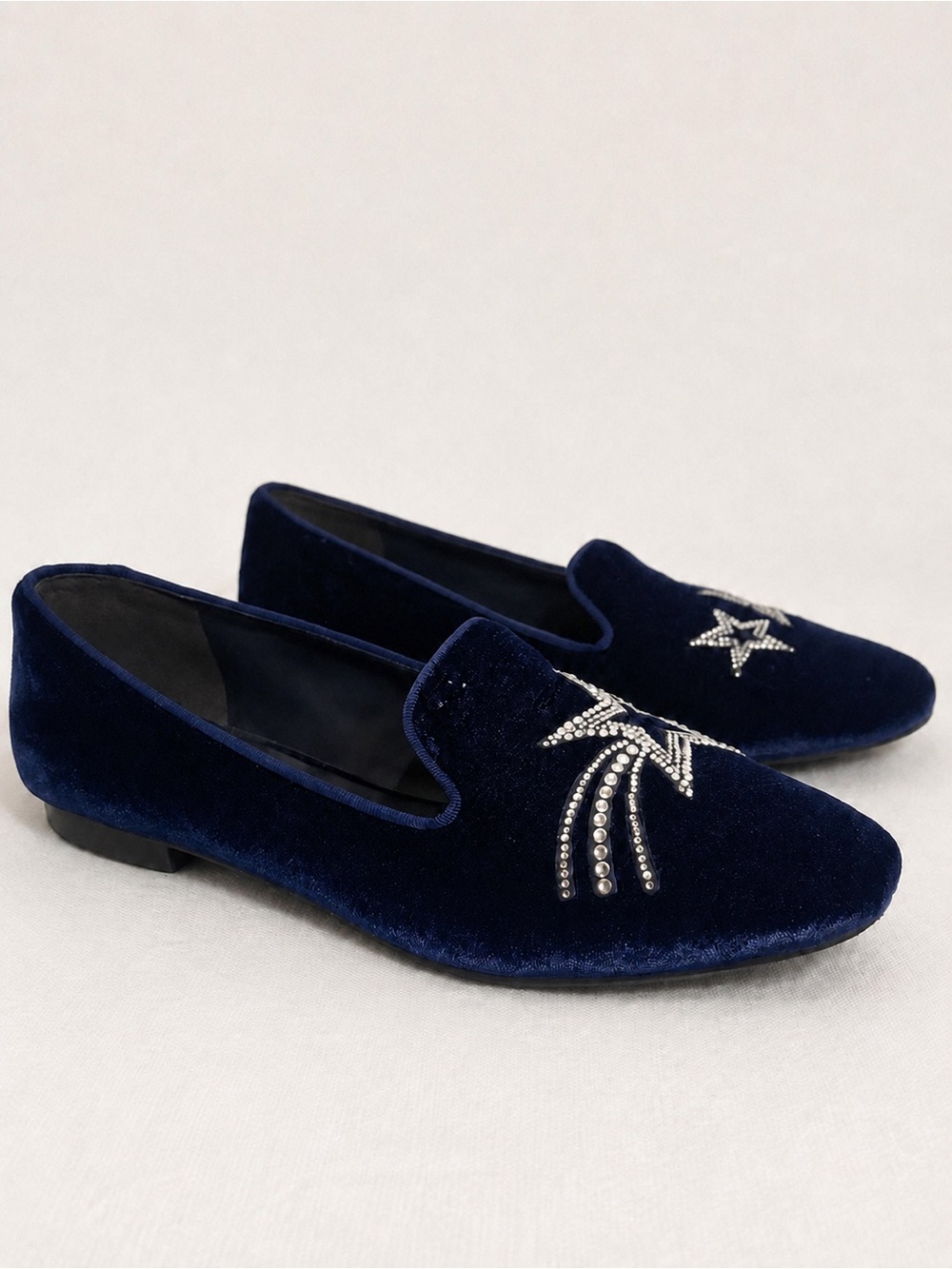 Kate Spade Lounge Stars Velvet Crystal Loafers Blazer Blue 10.5B